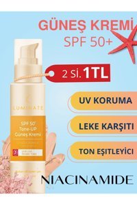 Luminate Renkli 50 Faktör Tüm Ciltler İçin Leke Karşıtı Nemlendirici Yağsız Suya Dayanıklı Yüz Güneş Kremi 50 ml