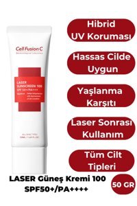 Cell Fusion C C Laser 50 Faktör Tüm Ciltler İçin Leke Karşıtı Nemlendirici Yağsız Suya Dayanıklı Yüz ve Vücut Güneş Kremi 50 ml