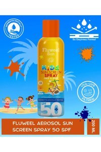 Fluweel Kids 50 Faktör Tüm Ciltler İçin Leke Karşıtı Nemlendirici Yağsız Suya Dayanıklı Yüz ve Vücut Güneş Kremi 200 ml