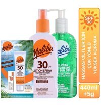 Malibu 50 Faktör Hassas Ciltler İçin Leke Karşıtı Nemlendirici Yağsız Suya Dayanıklı Yüz ve Vücut Güneş Losyonu 50 ml