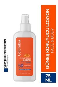 Columbia 50 Faktör Tüm Ciltler İçin Nemlendirici Suya Dayanıklı Yüz ve Vücut Güneş Losyonu 75 ml