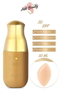 Hill Renkli 50 Faktör Tüm Ciltler İçin Leke Karşıtı Nemlendirici Kapatıcılı Suya Dayanıklı Yüz Güneş Kremi 50 ml