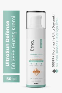 Etna Pharma 50 Faktör Tüm Ciltler İçin Leke Karşıtı Nemlendirici Yağsız Suya Dayanıklı Yüz ve Vücut Güneş Kremi 50 ml