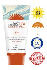 Bispack Daily Intensive 50 Faktör Tüm Ciltler İçin Leke Karşıtı Nemlendirici Yağsız Suya Dayanıklı Yüz ve Vücut Güneş Kremi 50 ml