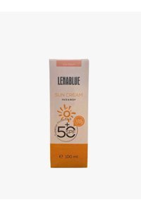 Lenablue 50 Faktör Tüm Ciltler İçin Leke Karşıtı Nemlendirici Yağsız Suya Dayanıklı Yüz ve Vücut Güneş Kremi 50 ml