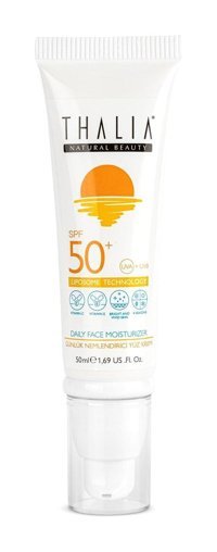 Thalia 50 Faktör Tüm Ciltler İçin Leke Karşıtı Nemlendirici Yağsız Suya Dayanıklı Yüz Güneş Kremi 50 ml
