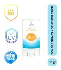 The Nuve Daily Sun Care Stick 50 Faktör Tüm Ciltler İçin Leke Karşıtı Nemlendirici Yaşlanma Karşıtı Yağsız Suya Dayanıklı Yüz ve Vücut Güneş Kremi 15 gr