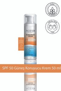 Aceso Naturals 50 Faktör Tüm Ciltler İçin Leke Karşıtı Nemlendirici Yağsız Suya Dayanıklı Yüz ve Vücut Güneş Kremi 50 ml