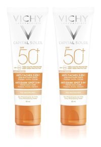 Vichy Soleil Renkli 50 Faktör Tüm Ciltler İçin Leke Karşıtı Nemlendirici Yağsız Suya Dayanıklı Yüz ve Vücut Güneş Kremi 50 ml