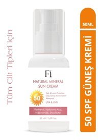 Fi̇ Home Natural Mineral Shea Butter 50 Faktör Tüm Ciltler İçin Leke Karşıtı Nemlendirici Yağsız Suya Dayanıklı Yüz Güneş Kremi 50 ml