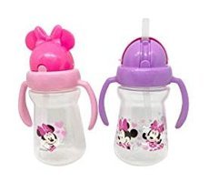 Disney Pipetli Kulplu 2x170 ml Alıştırma Bardağı Mor Pembe
