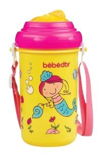 Bebedor Pipetli Kulpsuz 360 ml Alıştırma Bardağı Pembe Sarı
