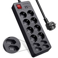 Aonoka 12'li Soket 1.5 metre 2'li USB Kablolu Çiftli Akım Korumalı Priz