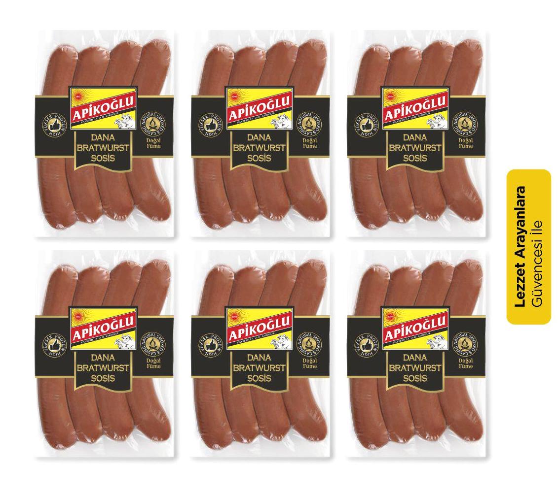 Apikoğlu Bratwurst Dana Uzun Sosis 6x370 gr