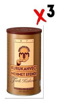 Kurukahveci Mehmet Efendi Sade Orta Kavrulmuş Türk Kahvesi 3x500 gr