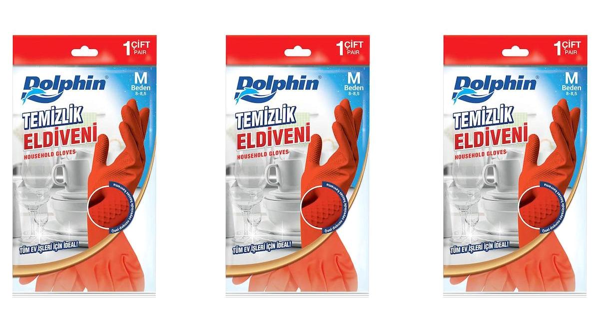 Dolphin Tırtıklı Medium Temizlik Eldiveni 3 Çift