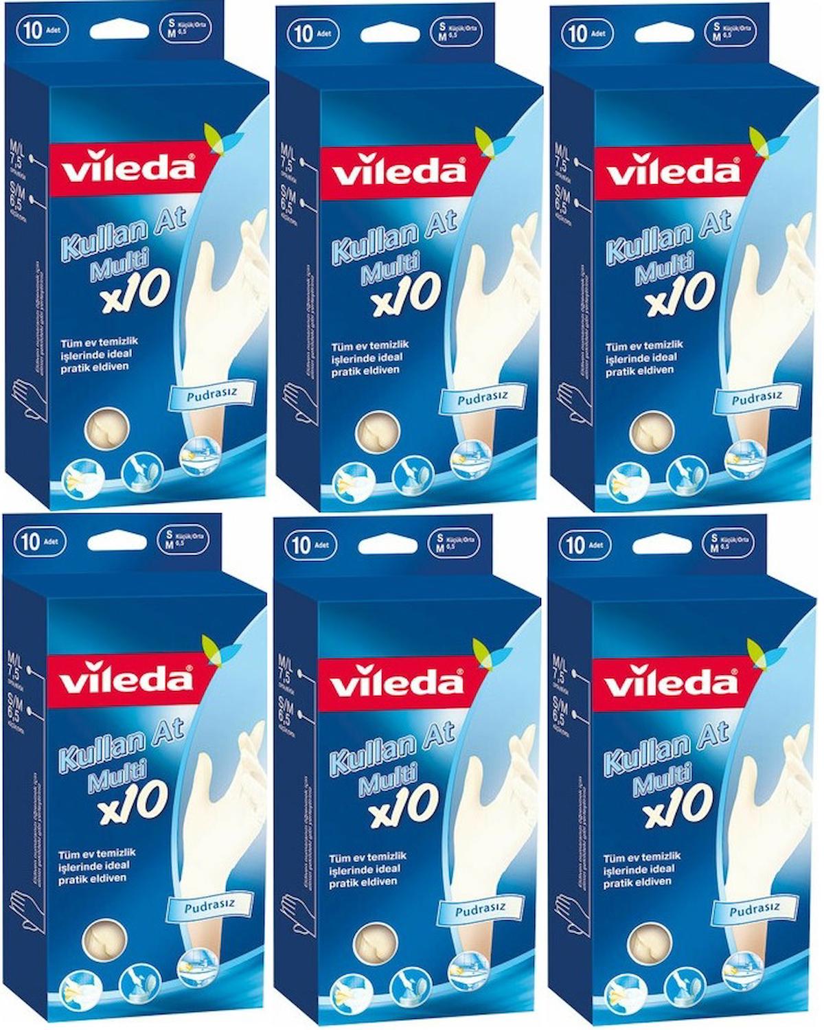 Vileda Multi Kullan At Small-Medium Temizlik Eldiveni 6x10 Adet