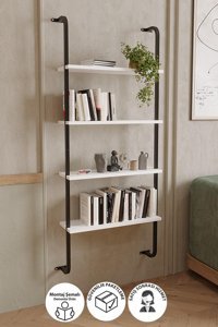 Bofigo 4 Raflı Suntalam 157 cm Beyaz Kitaplık