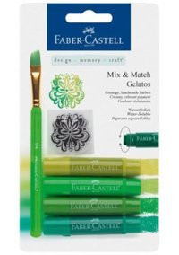Faber-Castell Gelato Mum Boya Yeşil Renkler Fırça 4 Renk Pastel Boya