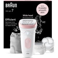 Braun 7 7-060 Koltuk Altı Genital Bölge Bacak İçin 40 Cımbızlı Kablosuz Işıklı Epilasyon Cihazı Beyaz-Pembe