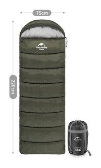 Naturehike U150 -6 Derece Elyaf Kış Dağcılık Tek Kişilik Yetişkin Uyku Tulumu Haki