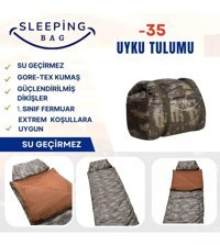 Sleeping Bag - 30 Derece Polyester Dört Mevsim Kamp Tek Kişilik Yetişkin Uyku Tulumu Haki