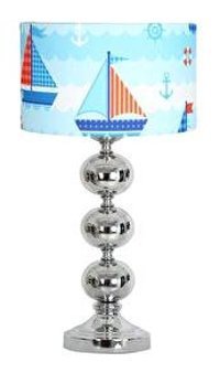 Vinner Kids Kumaş Başlıklı Mavi Metal Ayaklı Abajur