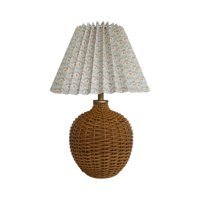 Terra Rattan Pvc Başlıklı Hasır Kahverengi Plastik Ayaklı Abajur