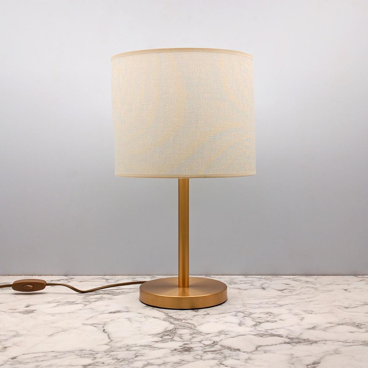 Glow Pvc Başlıklı Gold Bej Metal Ayaklı Abajur