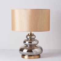 Linens Allie Cam Başlıklı Füme Metal Ayaklı Abajur