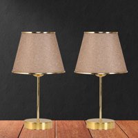 Art&Gift Star Kumaş Başlıklı Kumbeji 2'li Metal Ayaklı Abajur