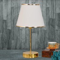 Art&Gift Star Kumaş Başlıklı Krem Metal Ayaklı Abajur