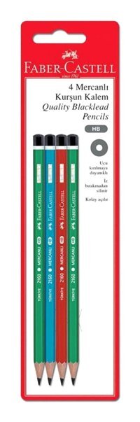 Faber-Castell Kurşun 4'lü Mercanlı HB Siyah Kurşun Kalem Seti