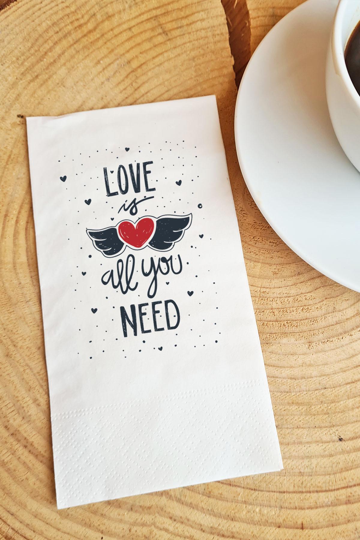 Pekshop Love İs All You Need Desenli Sunum Kağıt Peçete 20'li