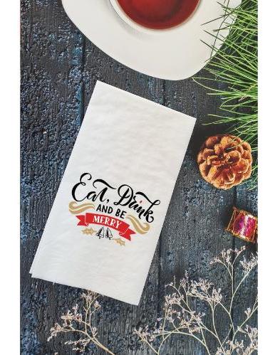 Pekshop Eat Drink and Be Merry Desenli Sunum Kağıt Peçete 20'li