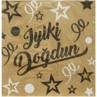 Depposıte İyi Doğdun Desenli Kağıt Altın Peçete 20'li