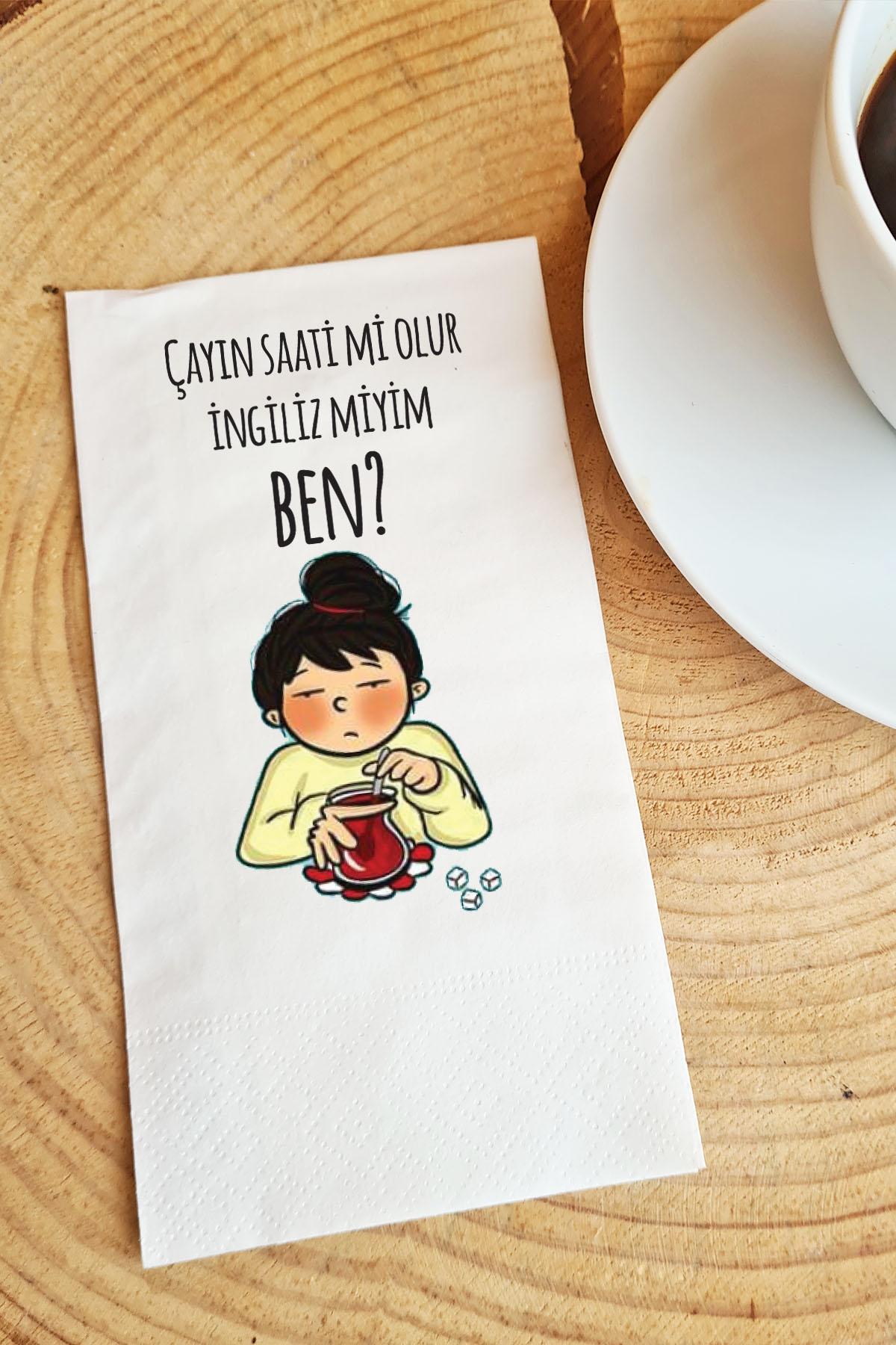 Pekshop Çayım Saati mi Olur Desenli Sunum Kağıt Peçete 20'li