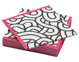 Ikea Sötrönn Desenli Beyaz Siyah Pembe Kağıt Peçete 30'lu