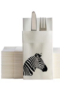 Ake Kağıt Zebra Desenli Cepli Kağıt Peçete 50'li