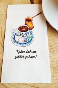 Pekshop Kahve Bahane Sohbet Şahane Desenli Sunum Kağıt Peçete 20'li
