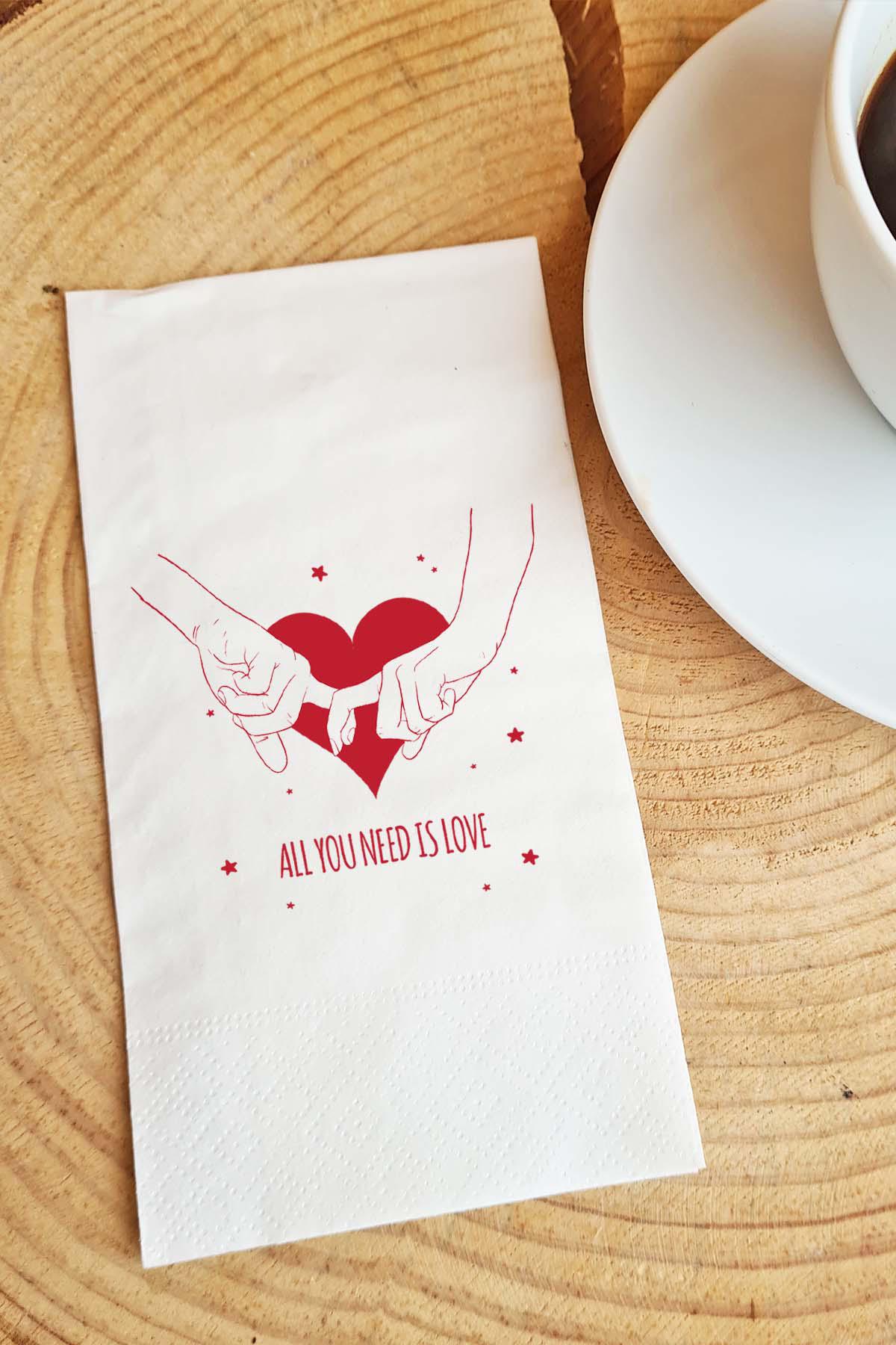 Pekshop All You Need İs Love Desenli Sunum Kağıt Peçete 20'li