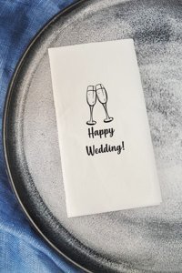 PekShop Happy Wedding Desenli Sunum Kağıt Peçete 20'li