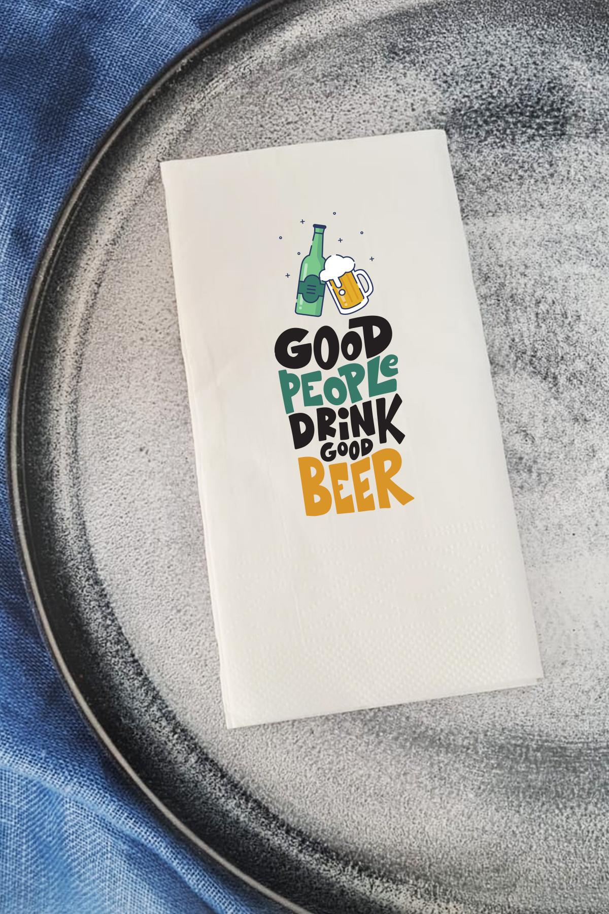 Pekshop Good People Good Beer Desenli Sunum Kağıt Peçete 20'li