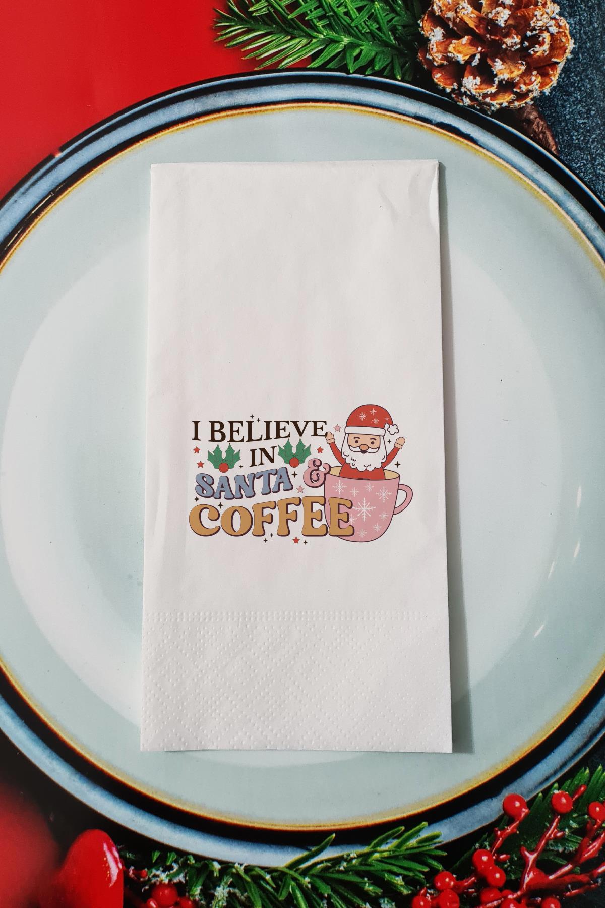 Pekshop I Believe In Santa And Coffee Desenli Sunum Kağıt Peçete 20'li