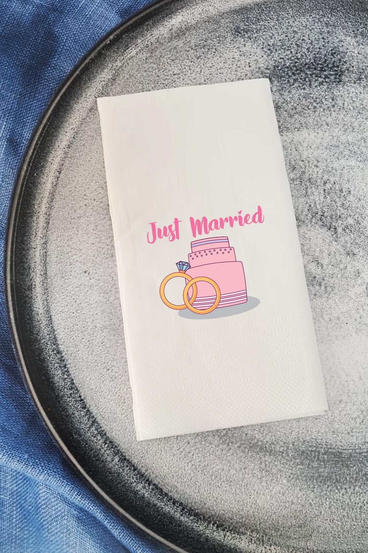 Pekshop Just Married Desenli Sunum Kağıt Peçete 20'li