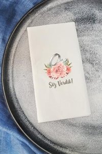 PekShop Kumaş Dokulu Mutluluğumuzu Paylaştığınız için Teşekkür Ederiz Desenli Sunum Kağıt Peçete 20'li
