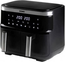 Domo DO537FR Airfryer 8 lt İki Hazneli Led Ekranlı Yağsız Sıcak Hava Fritözü Siyah