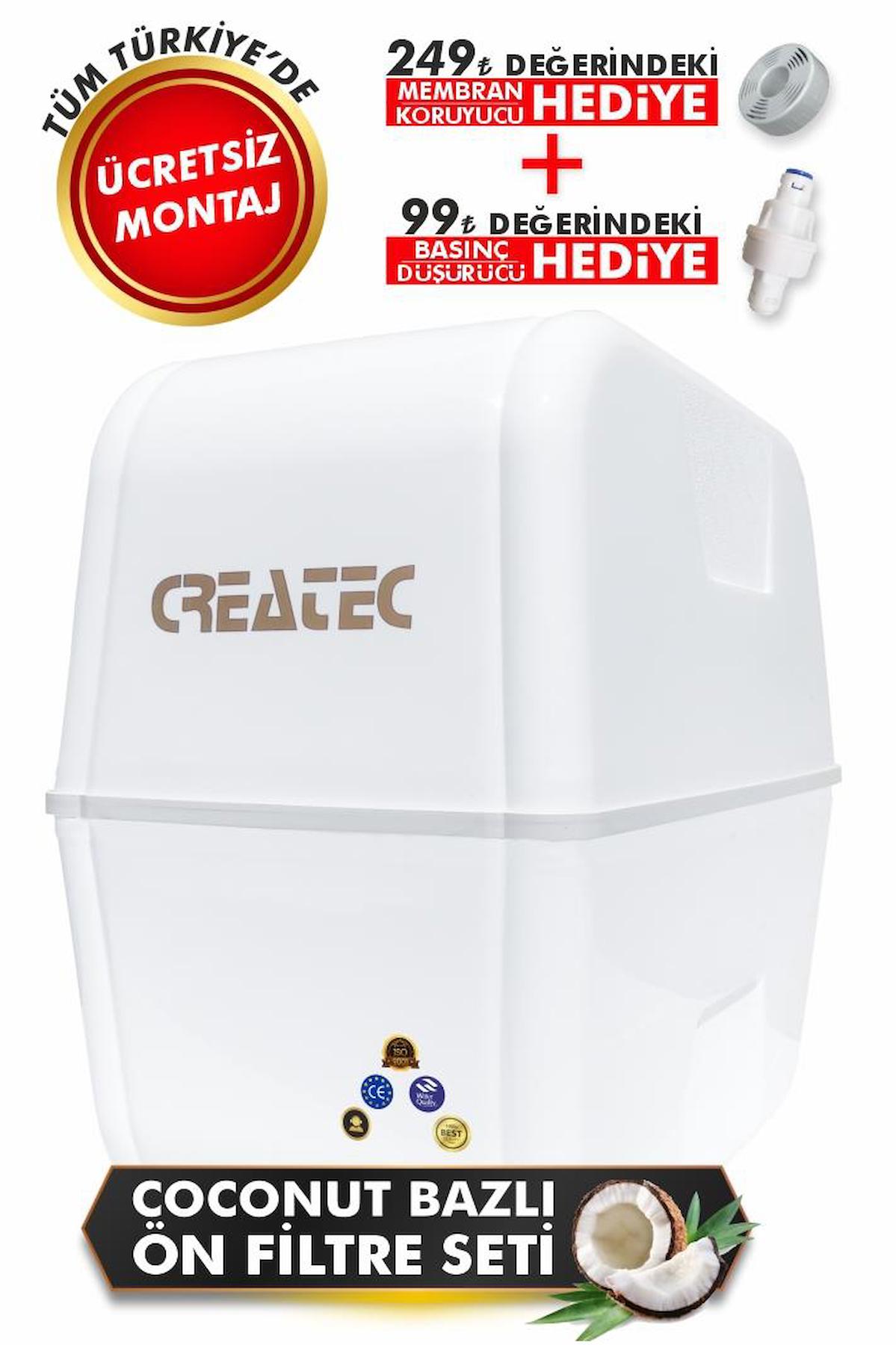 Createc Multimineralli 10 Aşamalı 9 lt Kapalı Kasa Pompasız Tezgah Altı Su Arıtma Cihazı