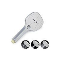 Aqua Bagno Zero Krom 3 Fonksiyonlu Yuvarlak Yağmur El Duş Başlığı Gümüş