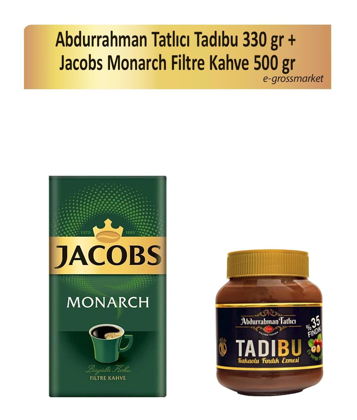 Abdurrahman Tatlıcı Tadıbu Kakaolu Fındık Ezmesi 330 gr + Jacobs Monarch Filtre Kahve 500 gr